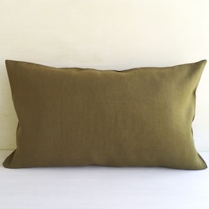 Linen lumbar pillow cover 16x36 Olive green throw pillow covers 20x20 14x36 20x54 16x26 12x18 12x20 14x36
