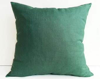 24x24 Green Linen euro sham 26x26 Emerald green throw pillow covers 20x20 22x2218x18  16x16