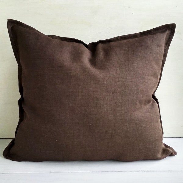 Linen euro sham 26x26 Chocolate brown throw pillow covers 20x20 16x16 18x18 22x22 24x24 16x36 14x36