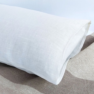 White linen pillowcase king Standard linen pillow case Body pillow cover 20x54 Queen Lumbar 14x36 16x36 26x26