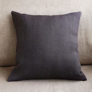Fundas de almohada de lino gris oscuro 20x220, funda de almohada de lino para cojín de sofá malo o al aire libre 18x18 22x22