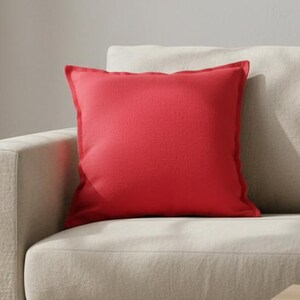 Red Linen Pillow Covers – 20x20 Decorative Cushion Cases 18x18 20x20, Throw Pillow Shams, Long Lumbar Linen Pillowcase For Sofa Or Bed
