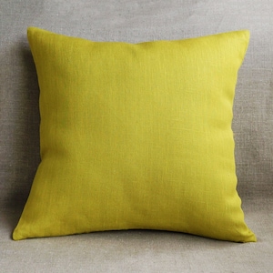 Solid lime green throw linen pillow cover for bed decoration, sofa or outdoor couch, Natural linen pillow case, Linen pillow shams