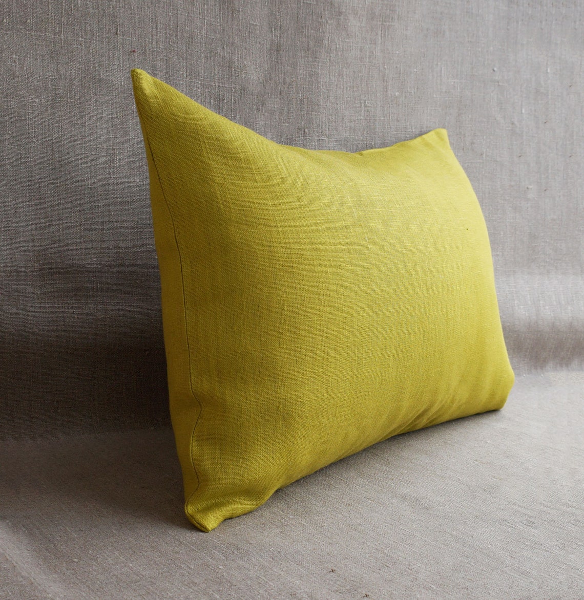 Lime Green Linen Body Pillow Cover 20x54 Long Lumbar Pillow Etsy