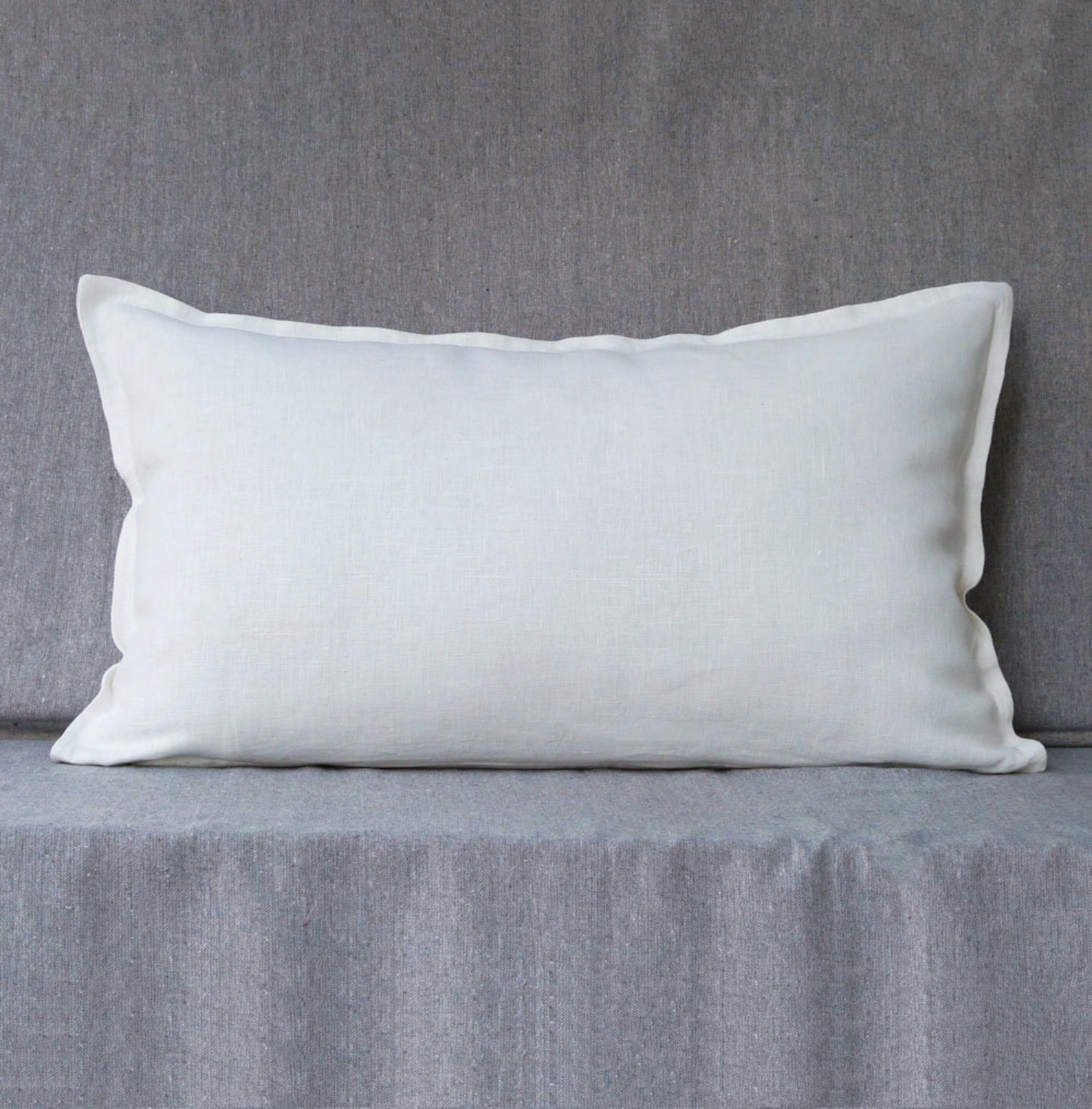 20x52 Extra Long Lumbar Pillow Cover White Linen Body Pillow Etsy