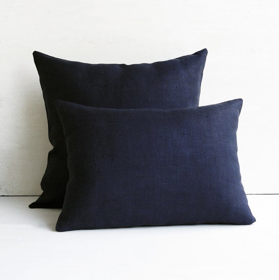 Navy blue throw pillow covers 20x20 24x24 Linen euro sham Etsy
