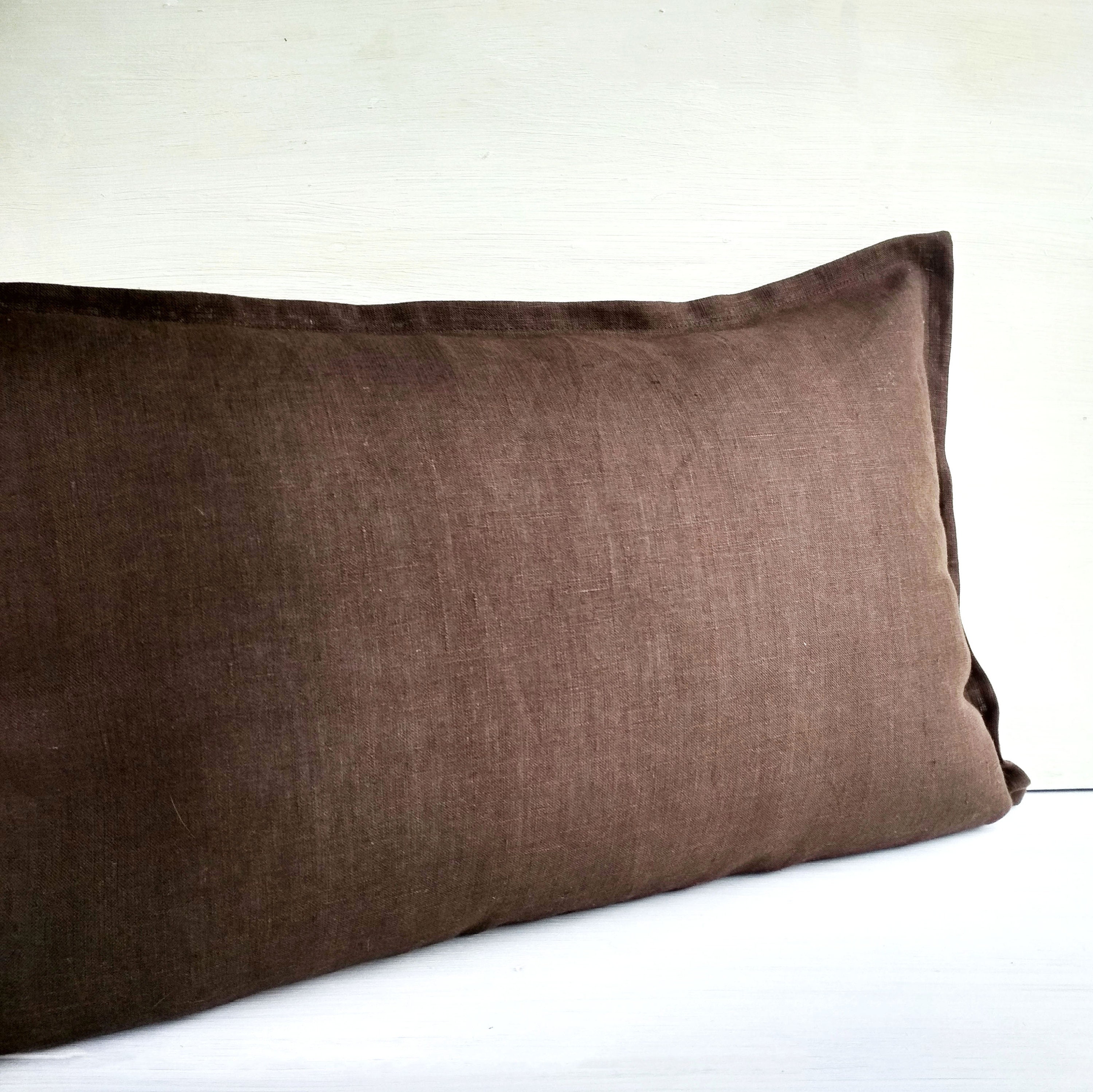 Dark Brown Body Pillow Cover 20x54 Linen Extra Long Lumbar Etsy