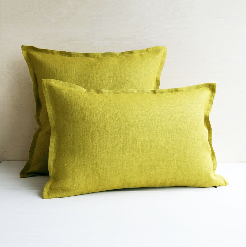 Lime Green Throw Pillow Covers 20x20 Linen Euro Sham 26x26 Etsy