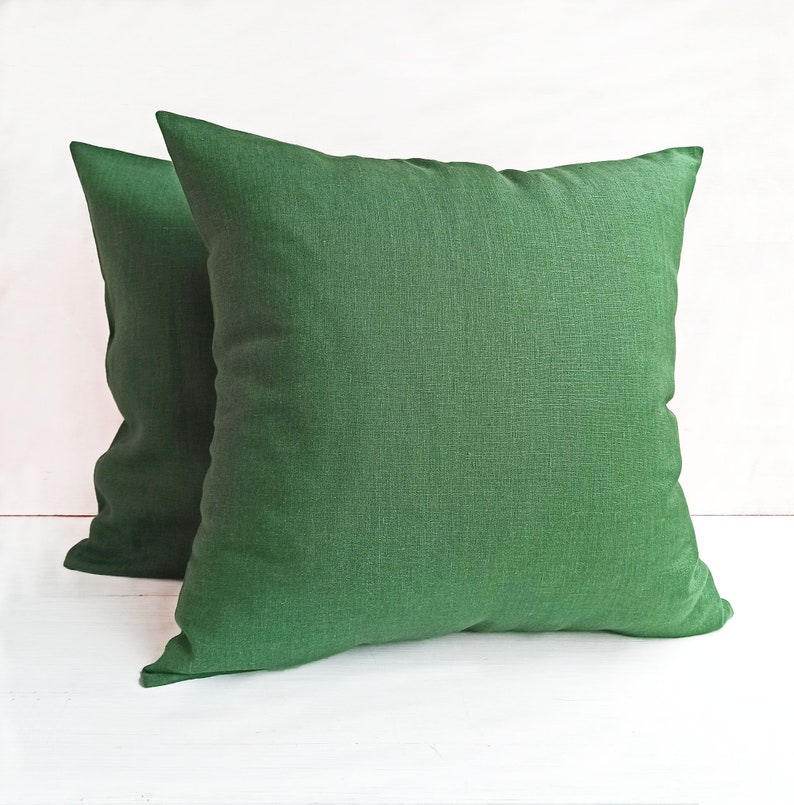 24x24 Green Linen euro sham 26x26 Emerald green throw pillow Etsy