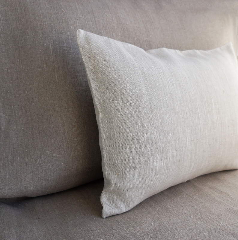 Beige Long Lumbar Throw Pillow Cover Outdoor Linen Body Etsy UK