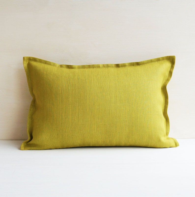 20x52 Chartreuse linen body pillow cover 20x54 Extra long ...