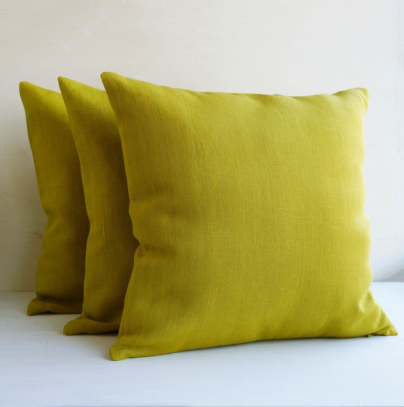 Set of 3 Chartreuse Throw Pillow Covers 20x20 18x18 Lime Etsy