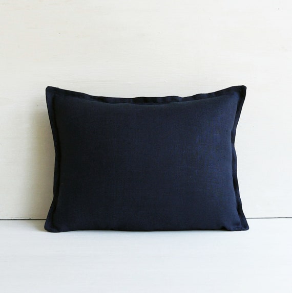 16x26 Linen Lumbar Pillow Cover 14x36 Navy Blue Throw Pillow Covers 20x20 16x36 20x26 12x20 20x54 Etsy