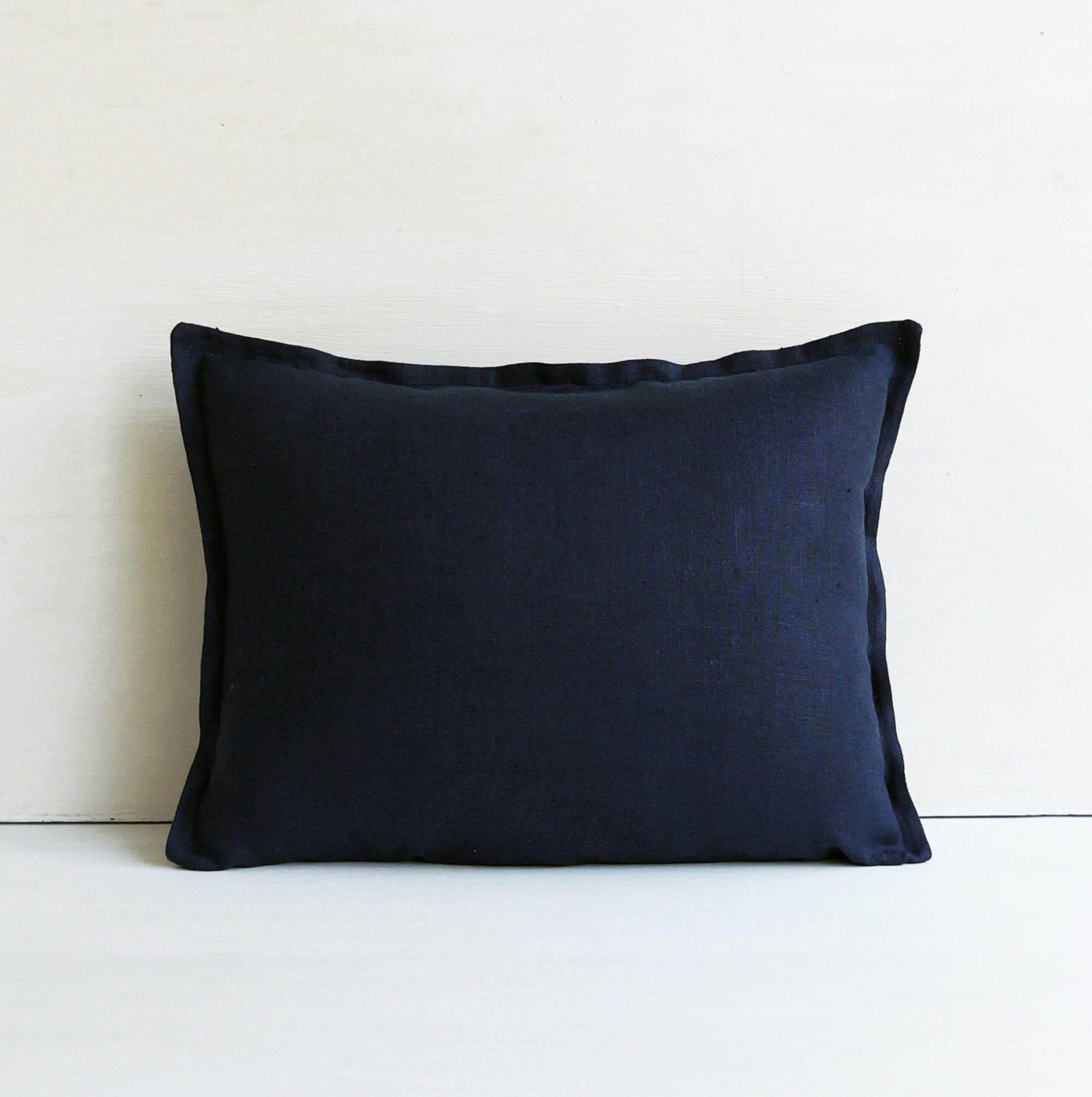 16x26 Linen lumbar pillow cover 14x36 Navy blue throw pillow Etsy