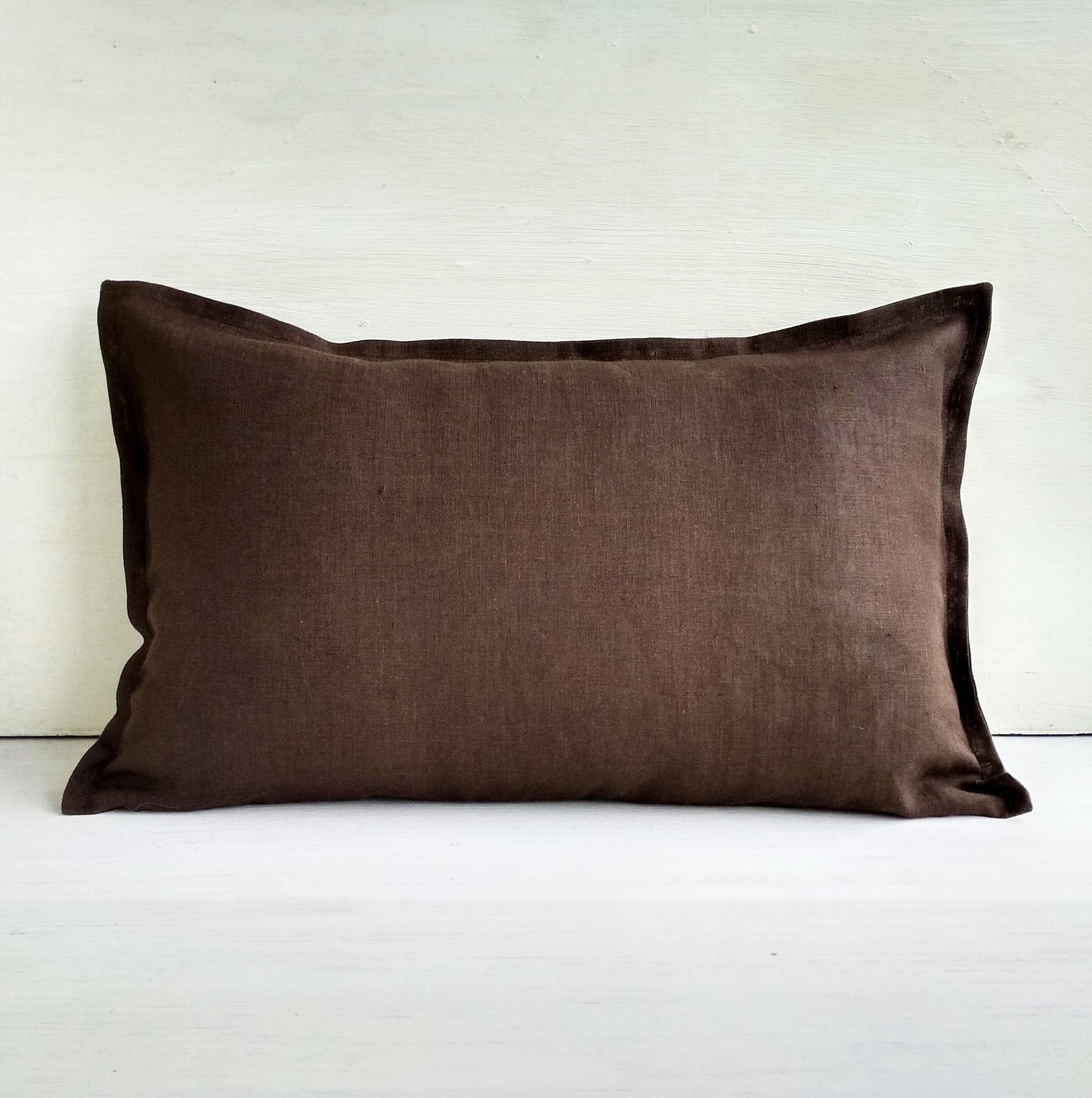 Dark Brown Body Pillow Cover 20x54 Linen Extra Long Lumbar Etsy