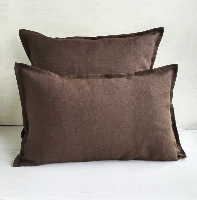 16x26 Linen Lumbar Pillow Cover 14x36 Brown Throw Pillow Etsy