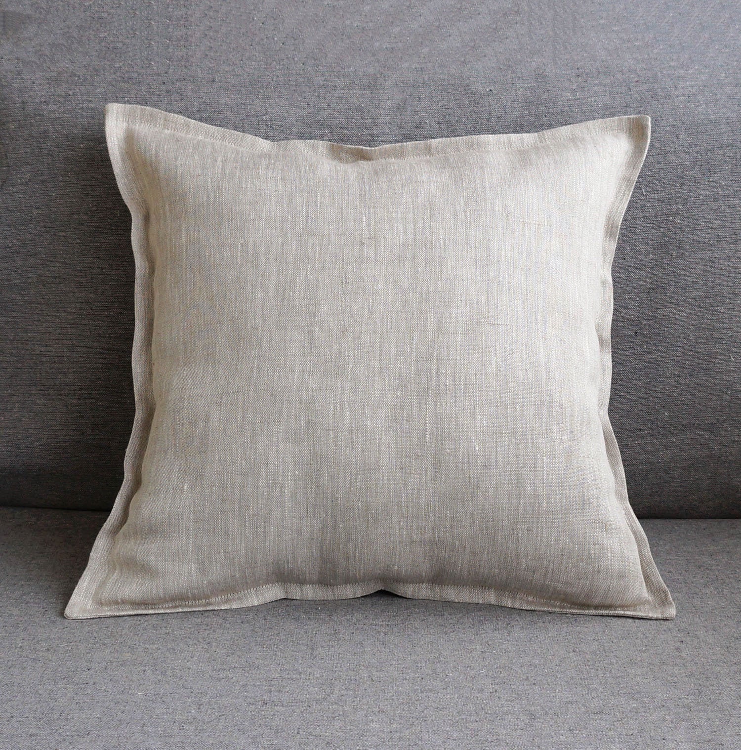 Flange 24x24 Linen euro sham 26x26 Gray throw pillow covers Etsy