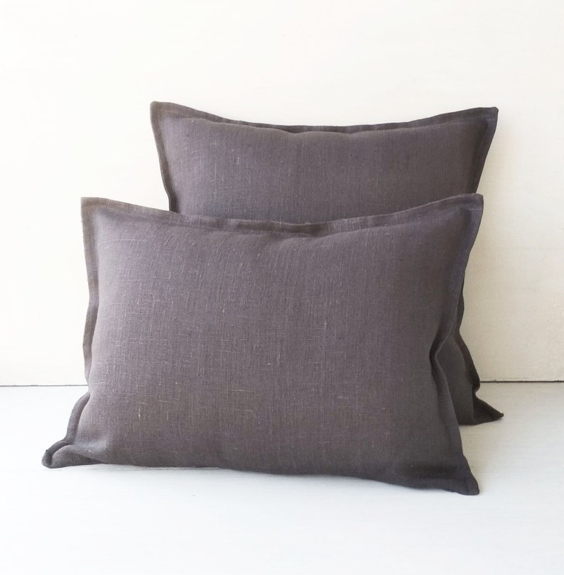 Dark gray euro sham 26x26 Linen throw pillow covers 20x20 Etsy