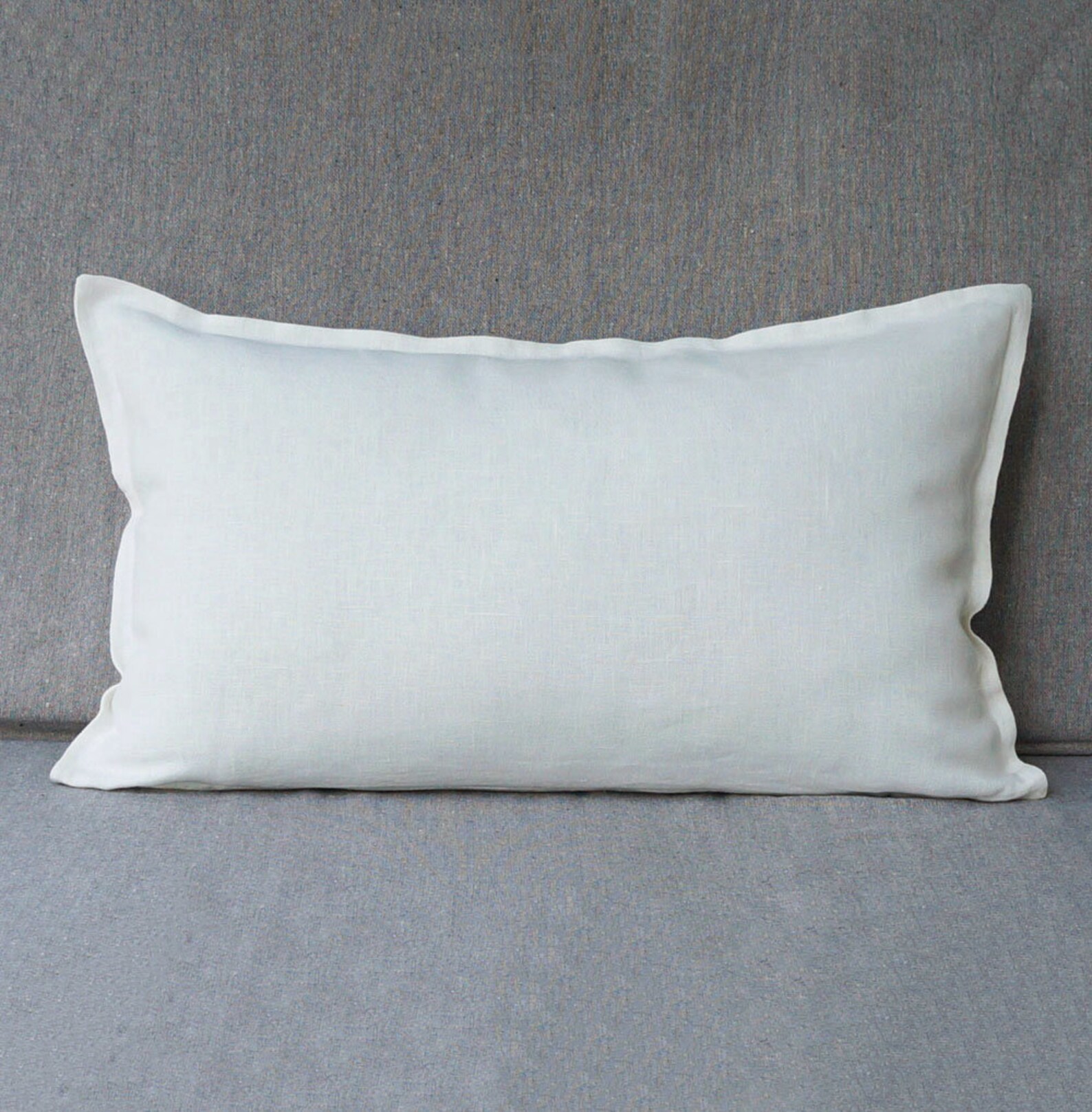 Long Lumbar Pillow Cover White Linen Farmhouse Throw Pillow Etsy