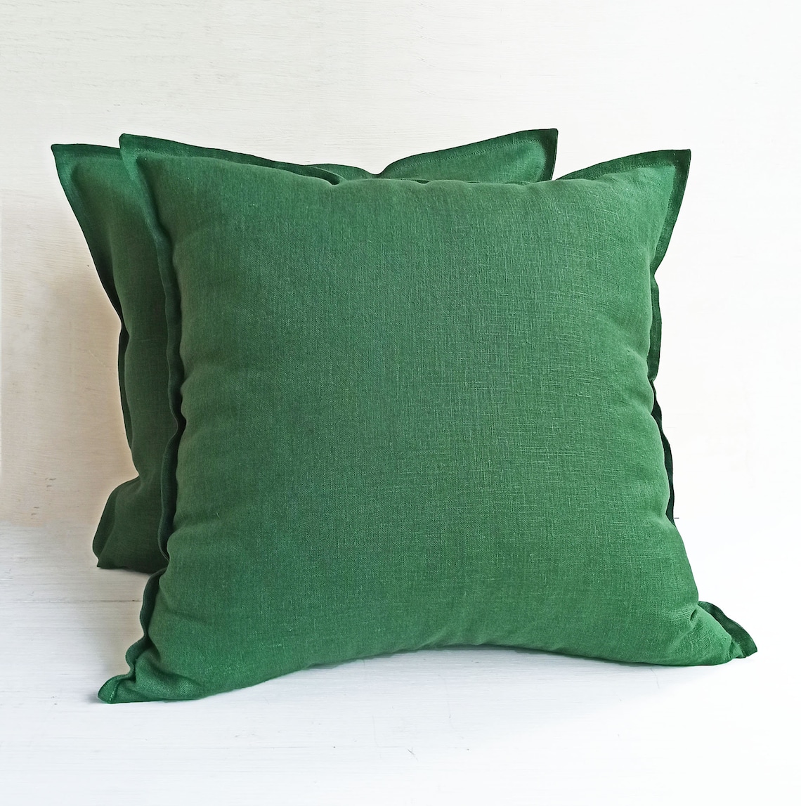 22x22 Green Linen Euro Sham 26x26 Emerald Green Throw Pillow Etsy