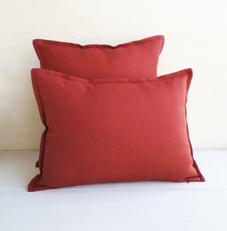 Rust Throw Pillow Covers 20x20 Linen Euro Sham 26x26 Burnt Etsy
