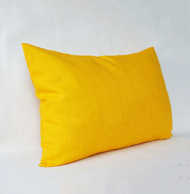 14x36 Lumbar Pillow Cover 16x26 Linen Euro Sham 26x26 Yellow Etsy