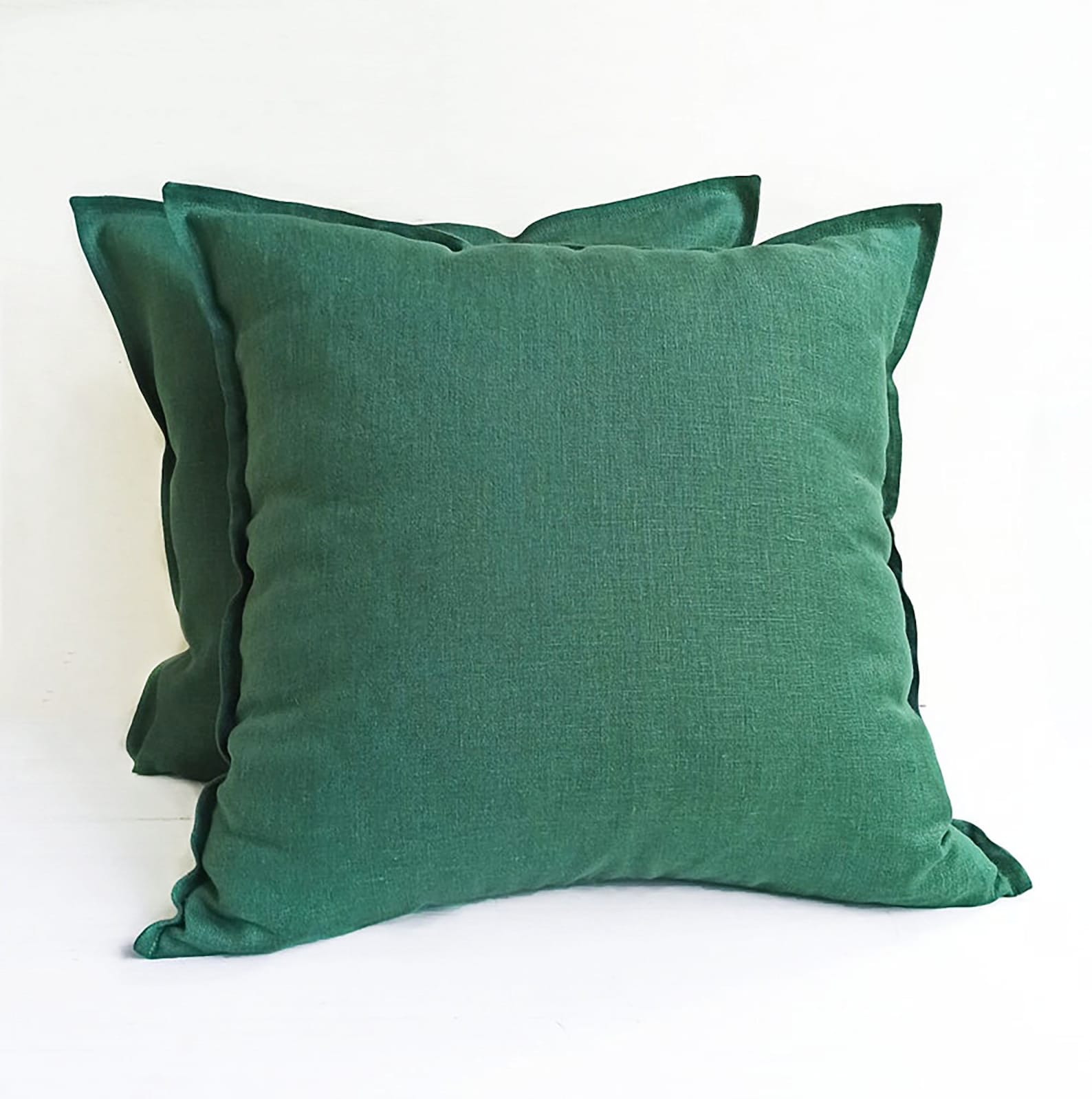 Set of 2 Green Linen Pillow Cases 20x20 Outdoor Pillow Covers | Etsy