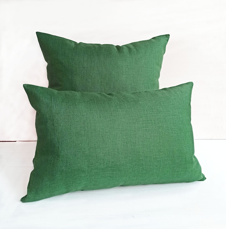 24x24 Green Linen euro sham 26x26 Emerald green throw pillow Etsy