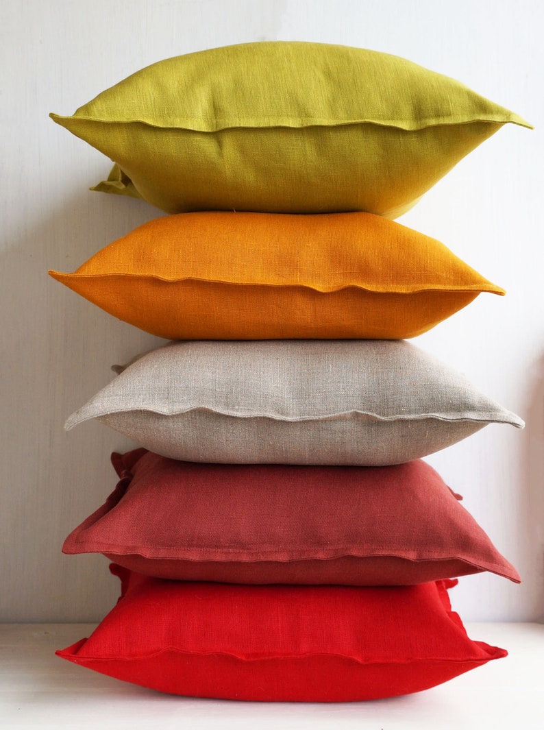 24x24 Linen Euro Sham 26x26 Orange Throw Pillow Covers 20x20 Etsy