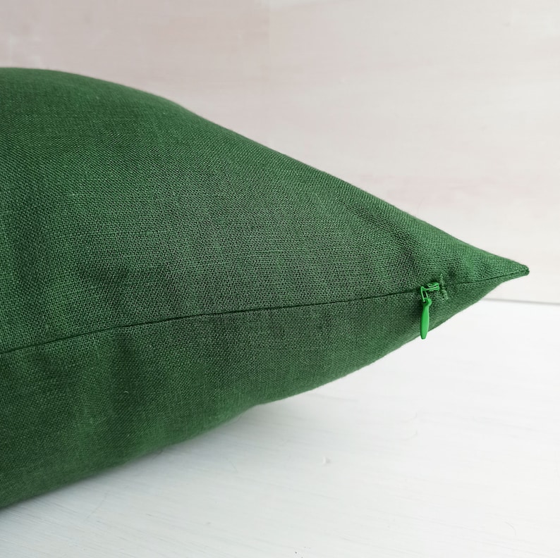 Green Linen euro sham 26x26 Emerald green throw pillow covers Etsy