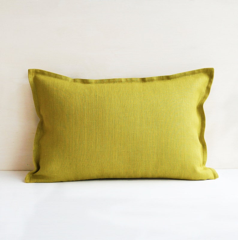 Linen Euro Sham 26x26 Chartreuse Throw Pillow Covers 20x20 Etsy