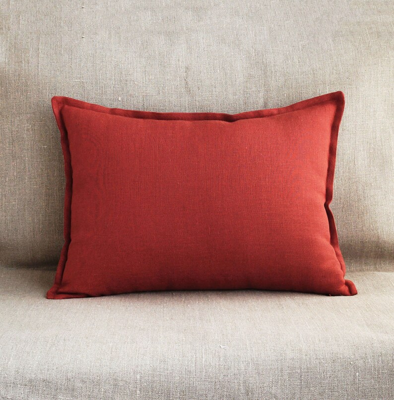 Burnt Orange Long Lumbar Pillow Cover Linen Body Pillow Etsy