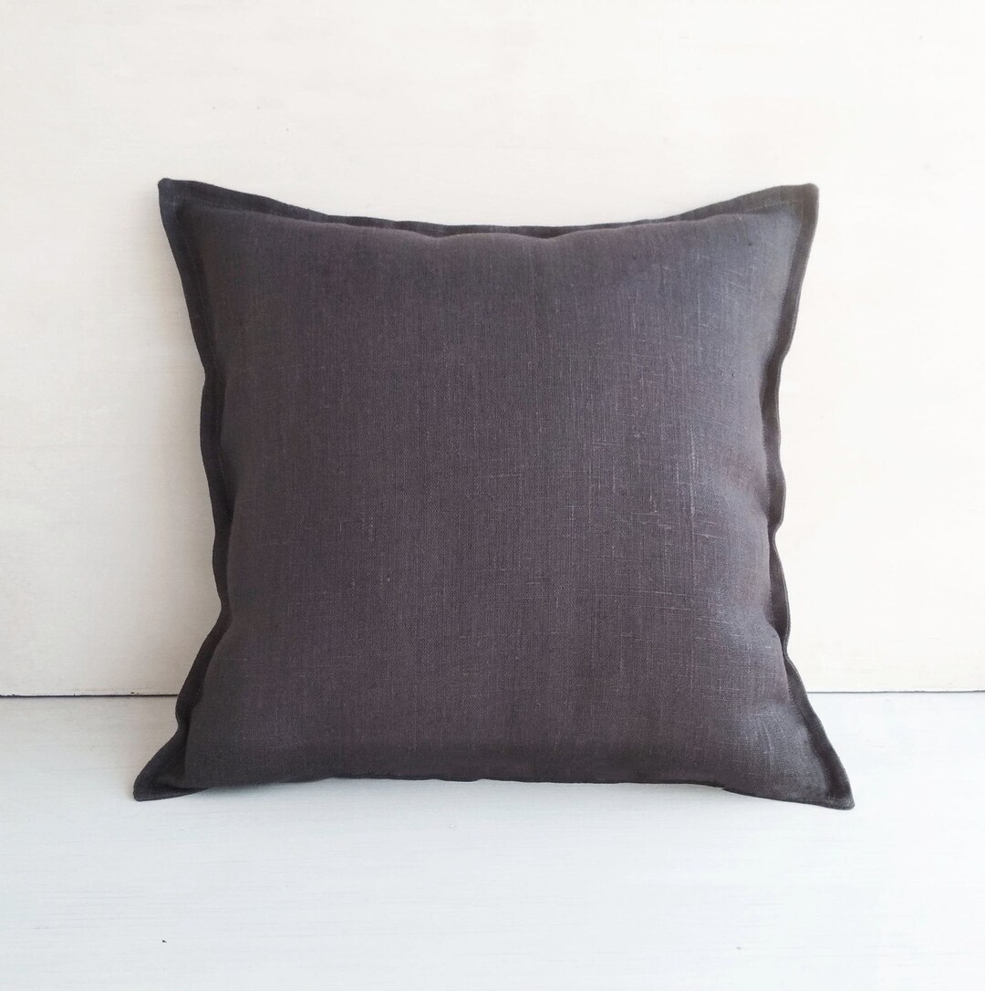 Dark Gray Euro Sham 26x26 Linen Throw Pillow Covers 20x20 Etsy Canada