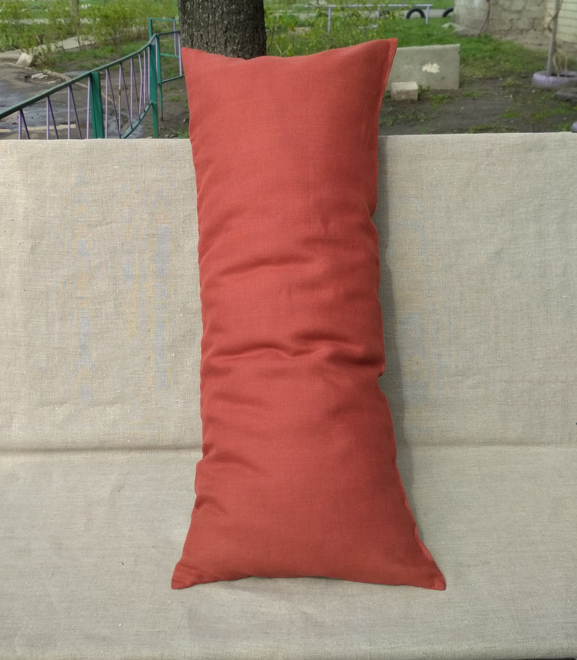 Linen Body Pillow Cover 20x54 Extra Long Lumbar Pillow Rust Etsy