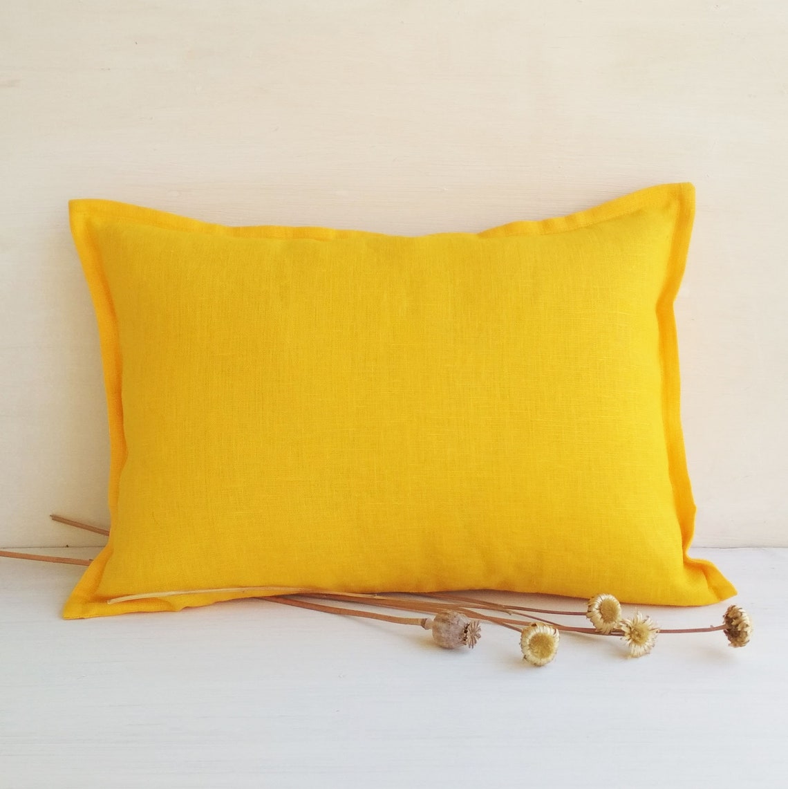 14x36 Linen throw pillow covers 20x20 Yellow lumbar pillow Etsy