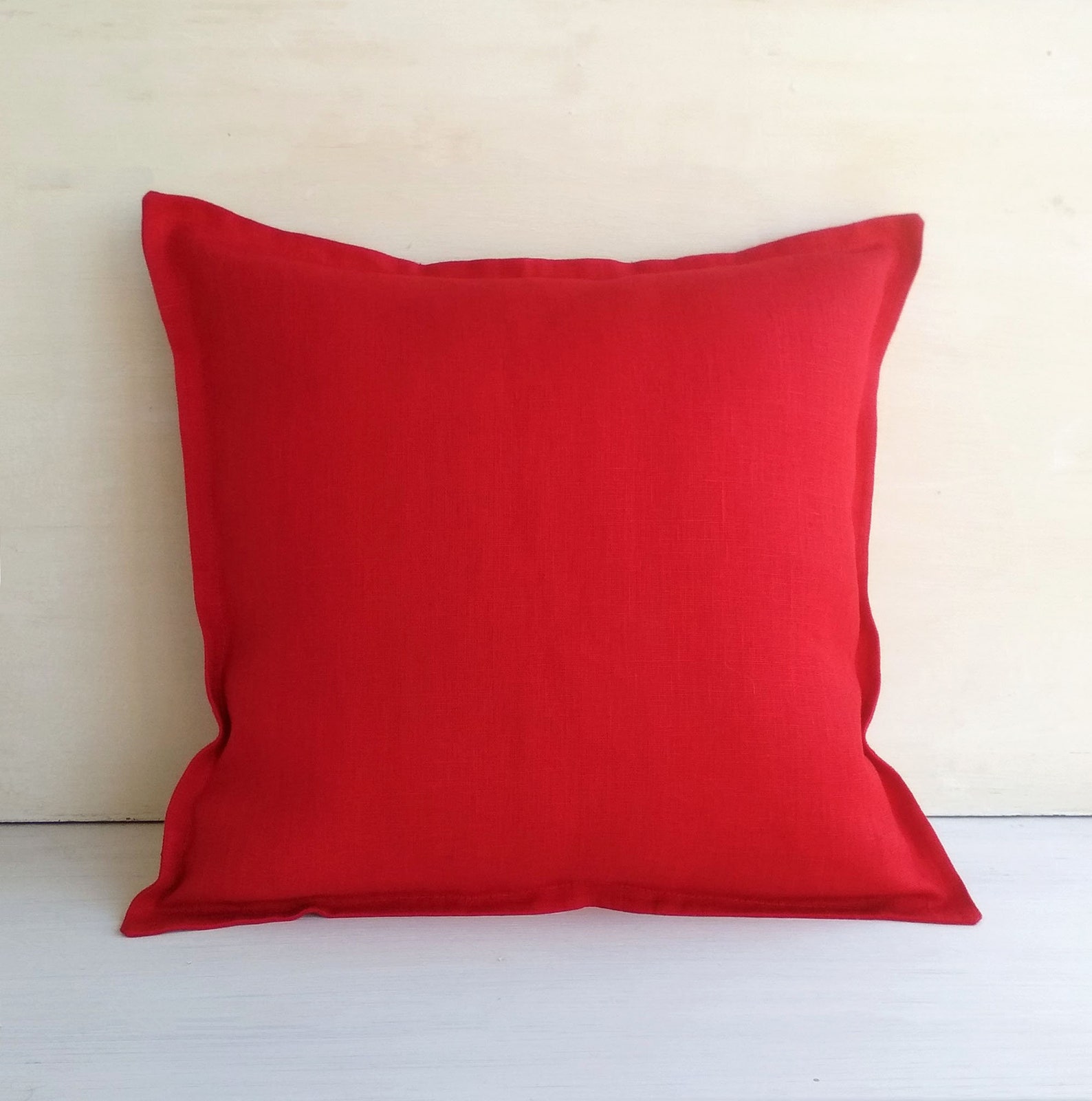 22x22 Red euro sham 26x26 Linen throw pillow covers 20x20 Etsy