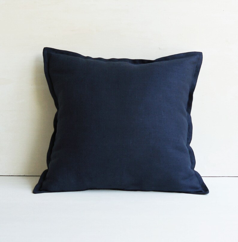 22x22 Navy blue throw pillow covers 20x20 24x24 Linen euro Etsy