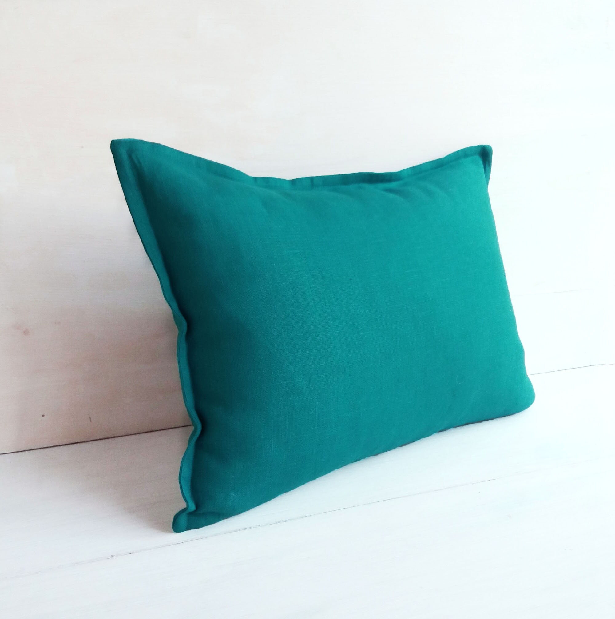 Linen lumbar pillow cover 16x36 Teal throw pillow covers 20x20 Etsy