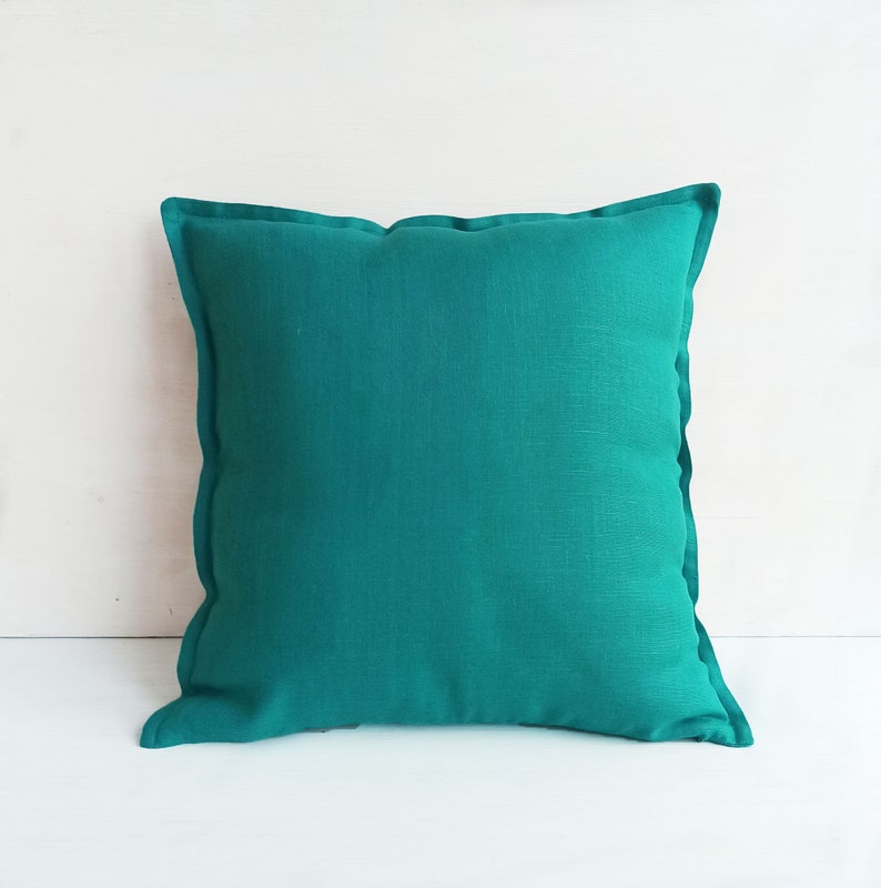 Linen lumbar pillow cover 16x36 Teal throw pillow covers 20x20 Etsy