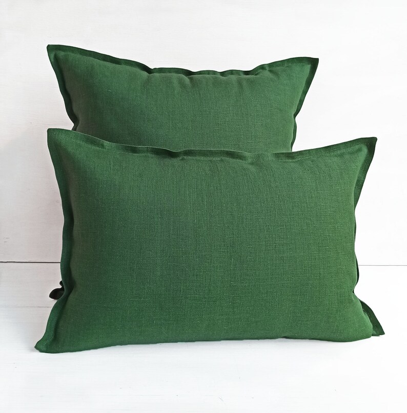 22x22 Green Linen Euro Sham 26x26 Emerald Green Throw Pillow Etsy