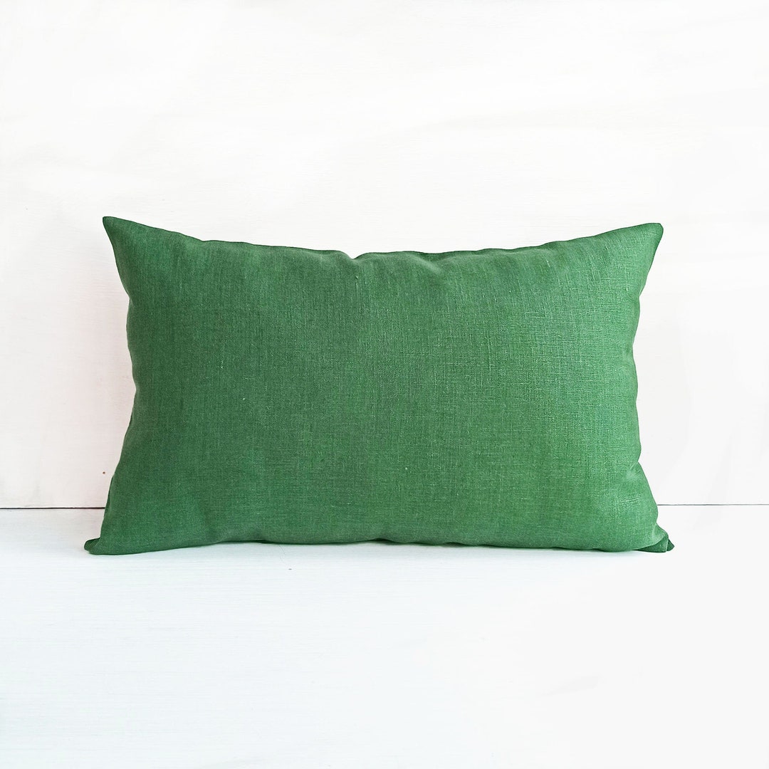 18x36 Linen Lumbar Pillow Cover 16x36 Green Throw Pillow Covers 20x20