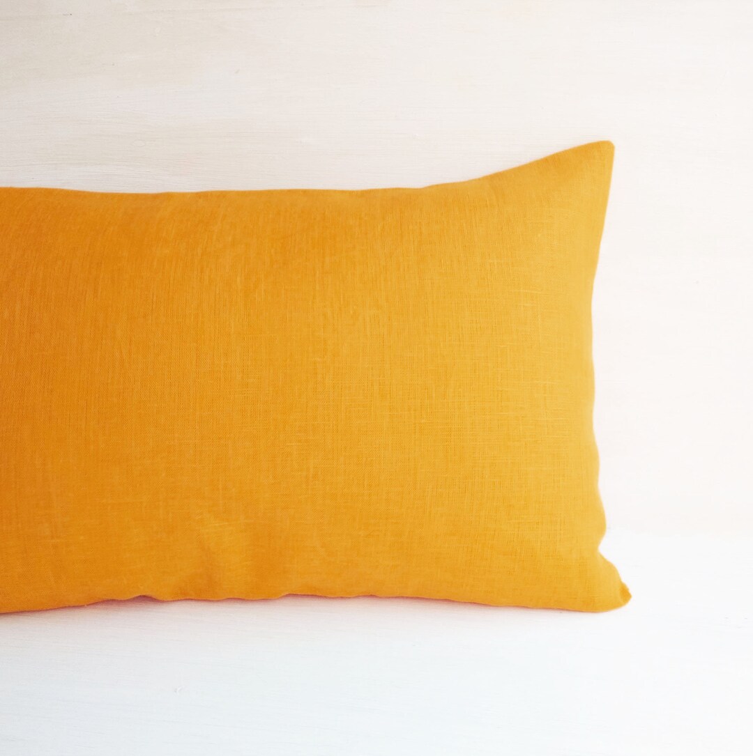 Linen Body Pillow Cover 20x54 Mustard Throw Pillow Covers Lumbar Pillow