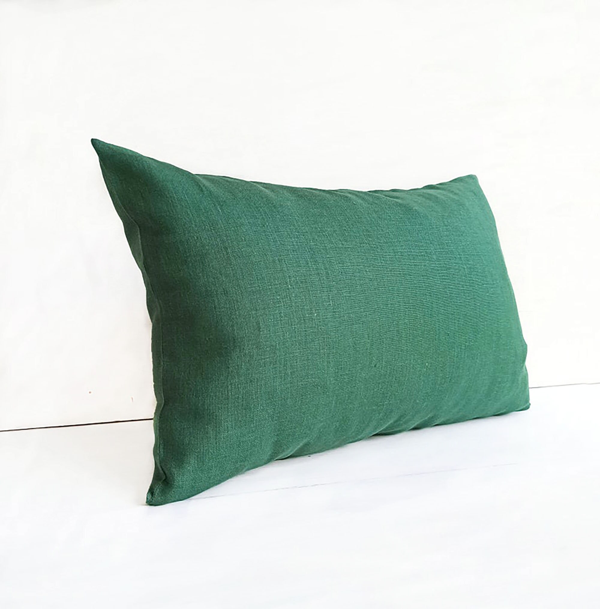 SET OF 2 Green Linen Euro Sham 26x26 Emerald Green Throw Etsy