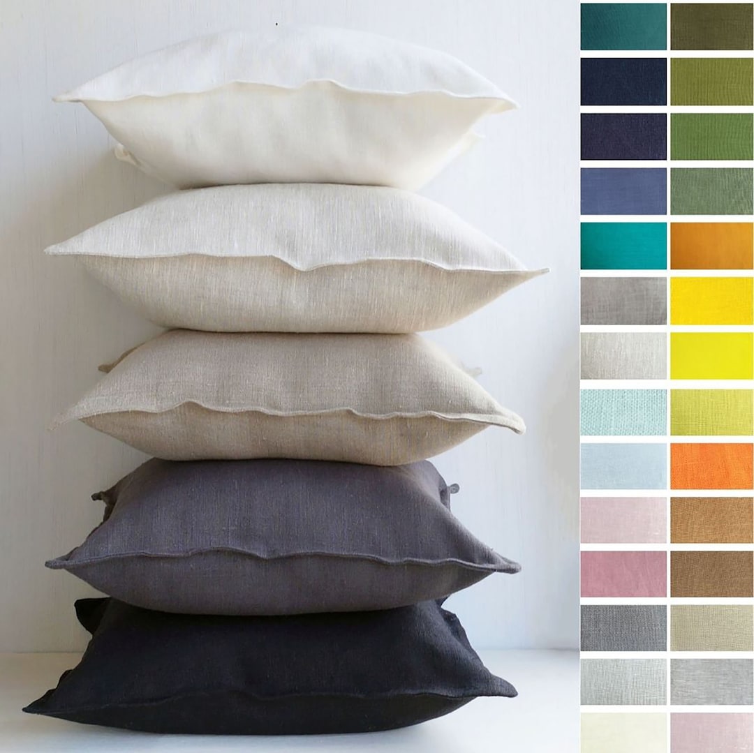 24x24 Black Linen Euro Sham Cover 26x26 Whyte Linen Throw