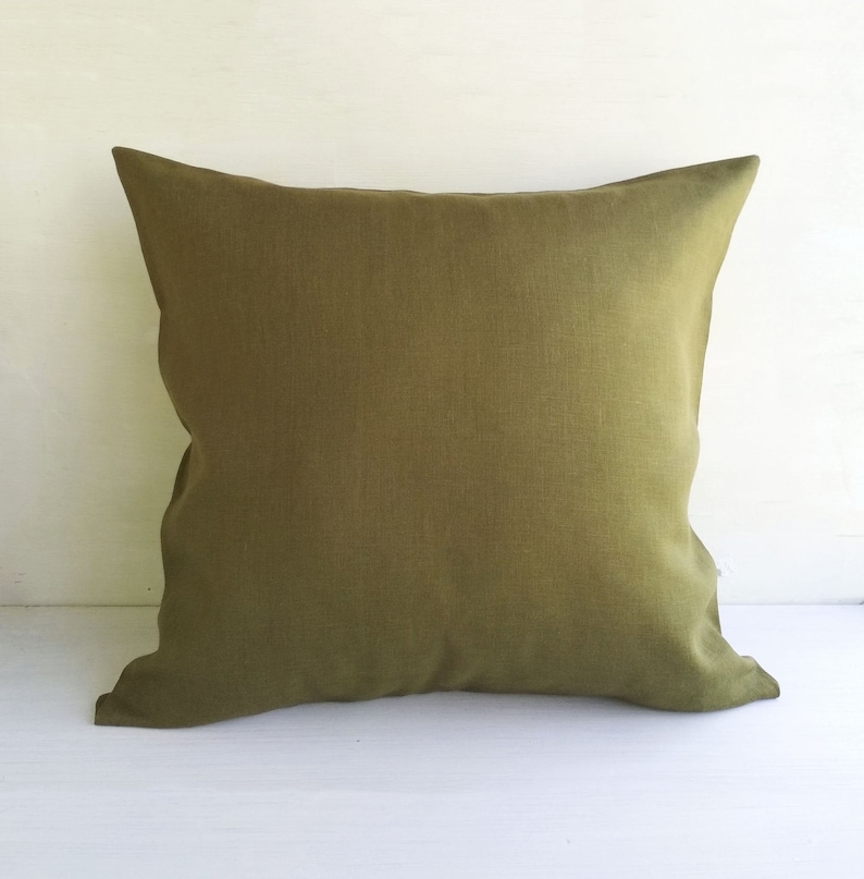 24x24 Linen euro sham 26x26 Olive green Linen throw pillow Etsy