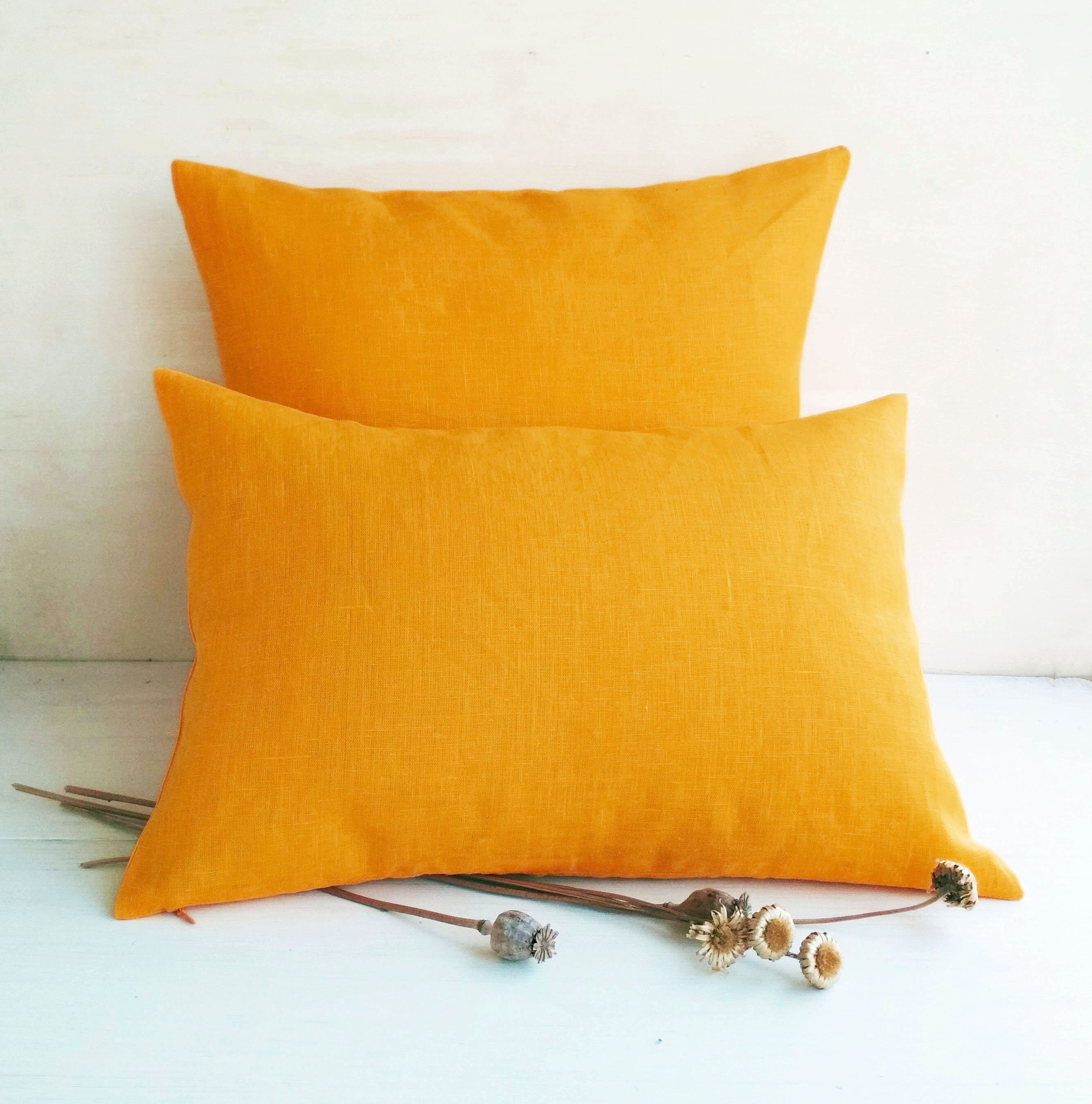 Linen Body Pillow Cover 20x54 Mustard Throw Pillow Covers Etsy