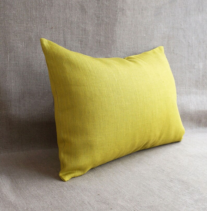 20x26 Linen Lumbar Pillow Cover 14x36 Chartreuse Throw Pillow Etsy
