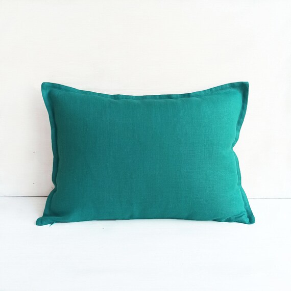 Linen Lumbar Pillow Cover 16x36 Teal Throw Pillow Covers 20x20 20x54 Linen Pillow Case With Zipper 16x26 12x20 14x36 Etsy