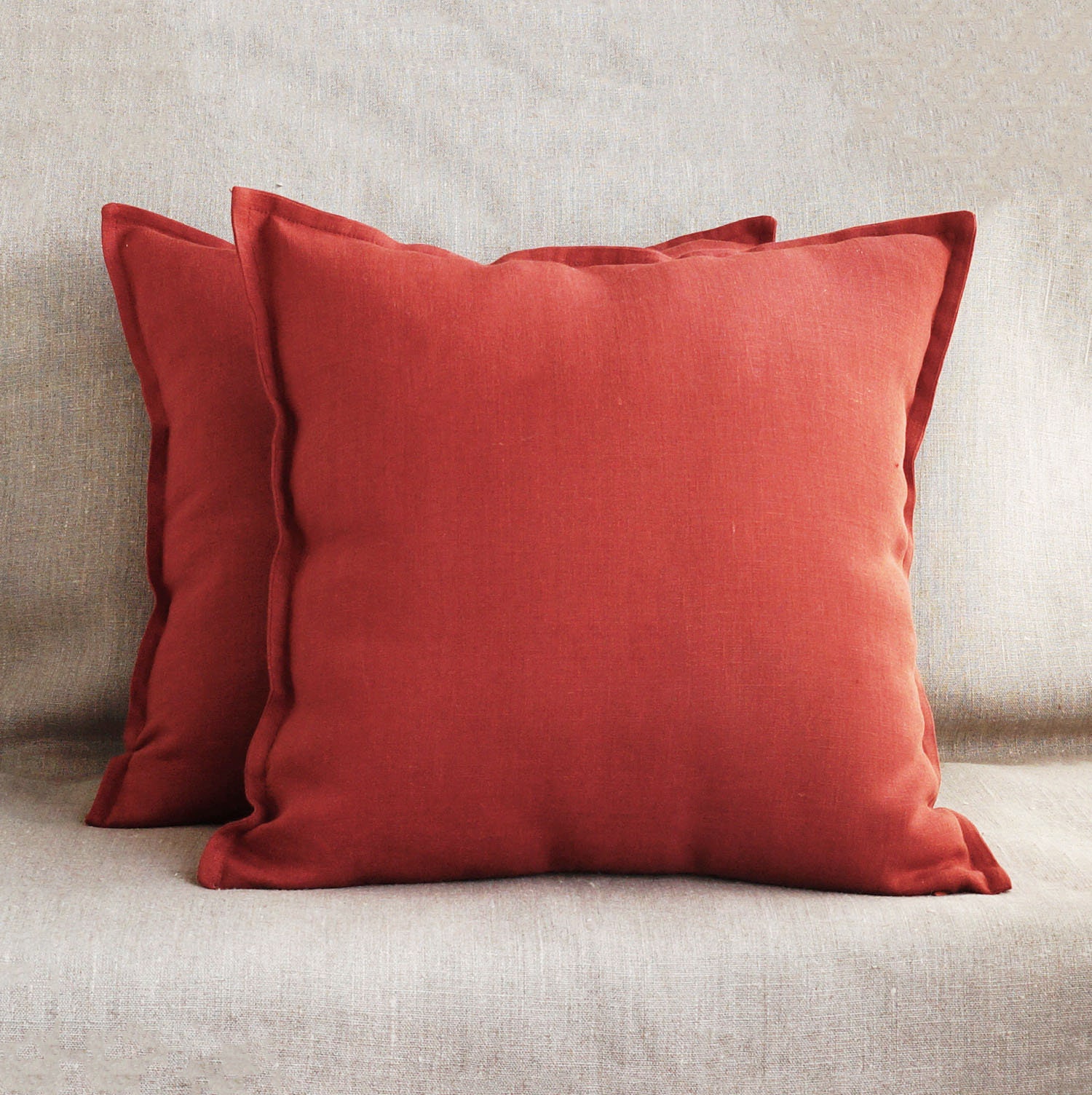 rust linen pillow case