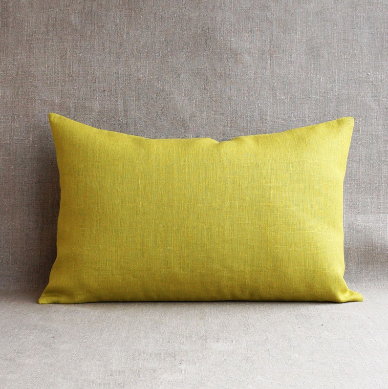 Lime Green Linen Body Pillow Cover 20x54 Long Lumbar Pillow Etsy
